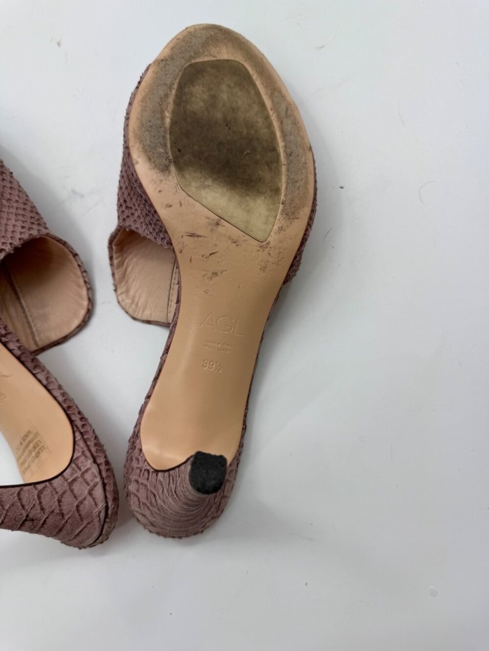 AGL Dea Womens Croc-Embossed Leather Mule Heels Size 9.5 / 39.5 Made In Italy - Picture 8 of 12